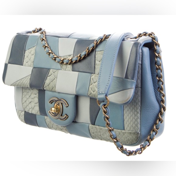 ❌❌SOLD ❌❌CHANEL Extremely Rare Python 🐍 Mixed Patchwork Single Flap Bag - Picture 5 of 5